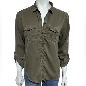 ABERCROMBIE & FITCH Button Up Collared Army Green Blouse
